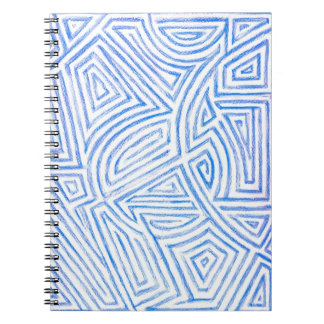 Blue and White 'Maze' Pattern Spiral Notebook