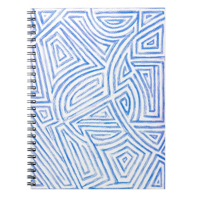 Blue and White 'Maze' Pattern Spiral Notebook (Front)