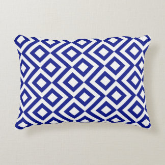 Blue and White Meander Decorative Pillow
