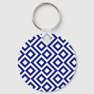 Blue and White Meander Keychain