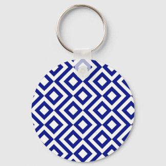 Blue and White Meander Keychain