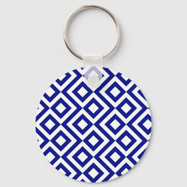 Blue and White Meander Keychain (Front)