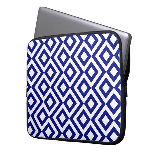 Blue and White Meander Laptop Sleeve (Front Left)