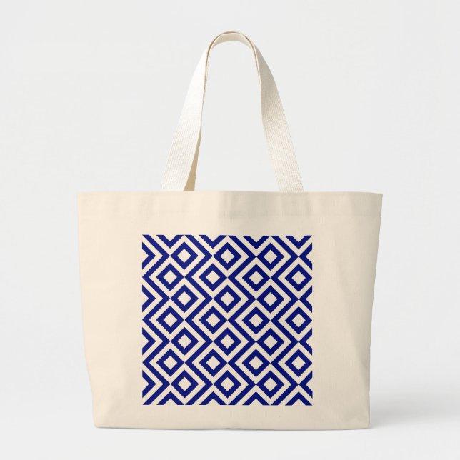 Blue and White Meander Large Tote Bag (Front)