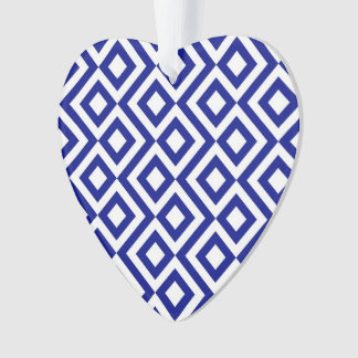 Blue and White Meander Ornament