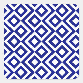 Blue and White Meander Square Sticker