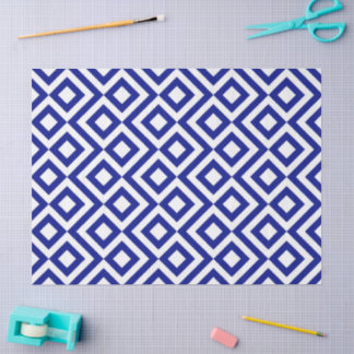 Blue and White Meander Tissue Paper