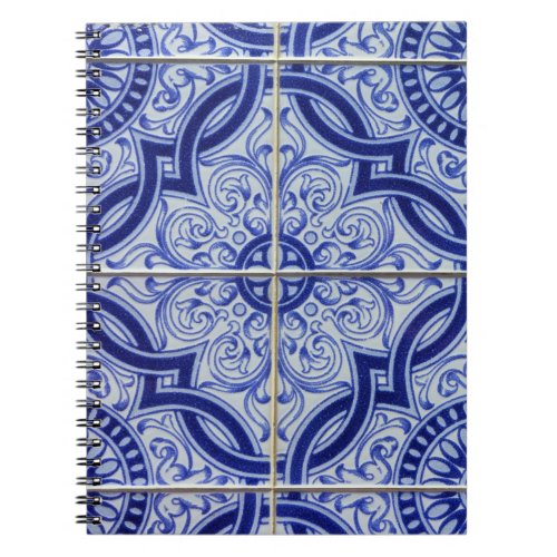 Blue and White Mediterranean Ceramic Tile Pattern Notebook