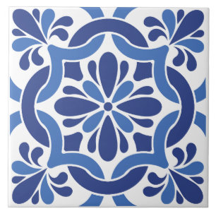 Blue and White Mediterranean Tile Pattern