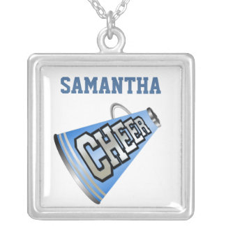 Blue and White Megaphone Cheerleader Necklace