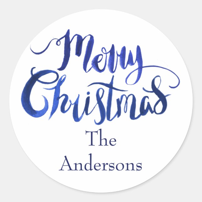 Blue and White Merry Christmas Envelope Seals (Front)