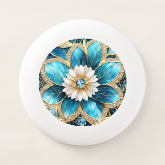 Blue and White Metal and Jewels Flower Wham-O Frisbee