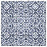 Blue and White Mexican Tile Pattern Fabric