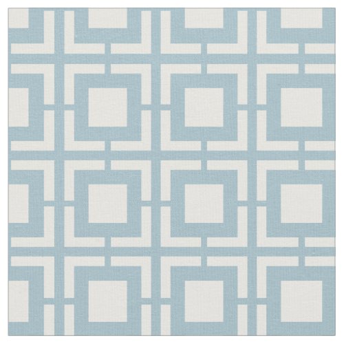 Blue And White Mid Century Breeze Block Pattern Fabric