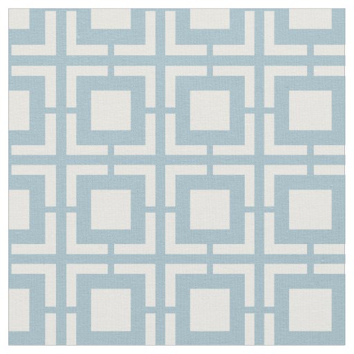 Blue And White Mid Century Breeze Block Pattern Fabric