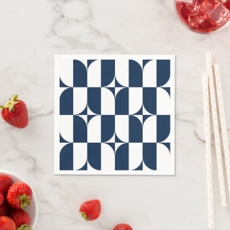 Blue and white mid-century modern napkins
