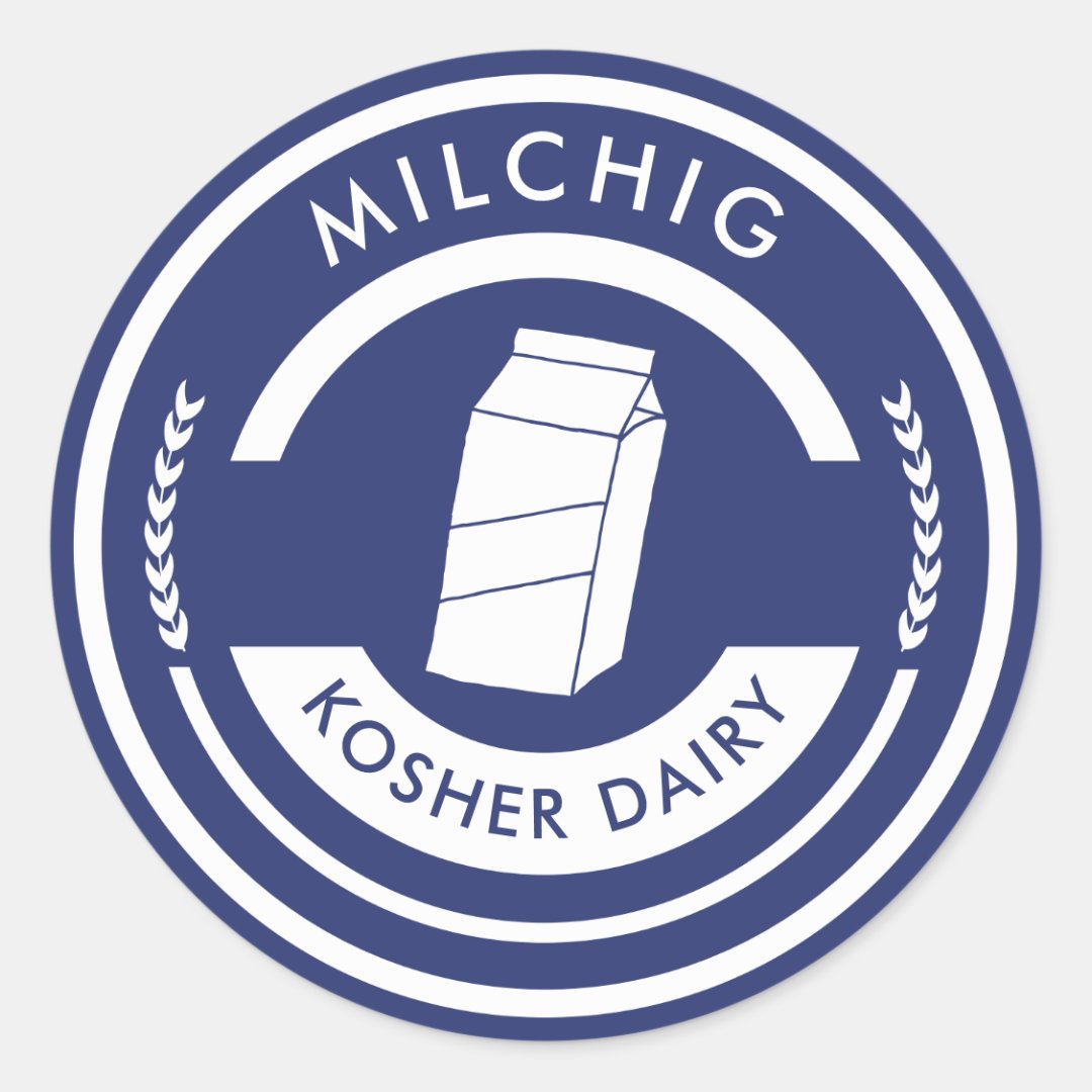 Blue and White Milchig Label Kosher Dairy Zazzle