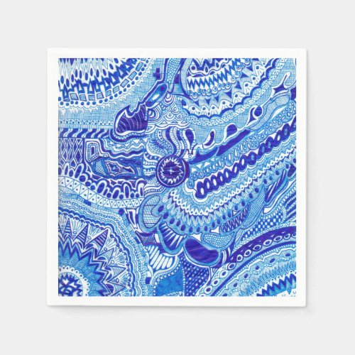 Blue and White Ming style patterned Paper Napkins