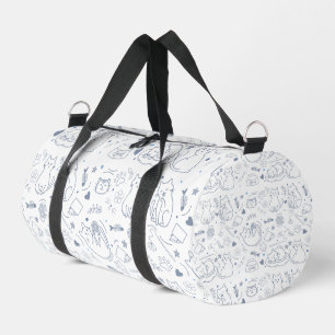 Blue and White Minimal Artisan Hobbies Duffle Bag
