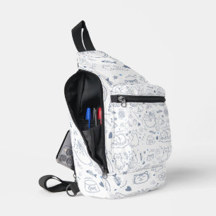 Blue and White Minimal Artisan Hobbies Sling Bag