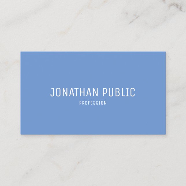 Blue and White Minimalist Modern Template Elegant Business Card (Front)