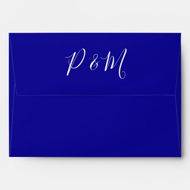 Blue and White Minimalist Wedding  Envelope (Back (Top Flap))