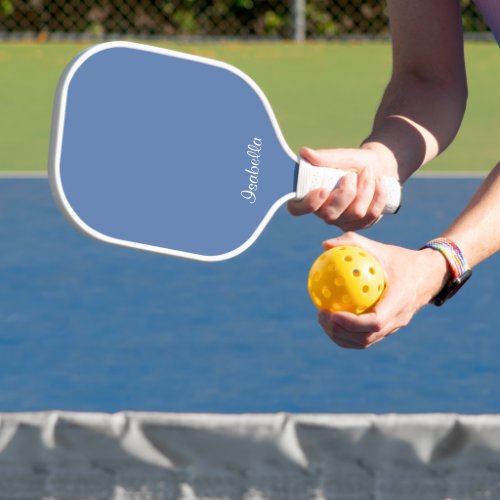 Blue and White Modern Customize Name   Pickleball Paddle