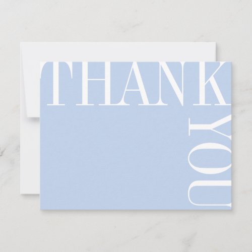 Blue and White Modern Large Text Thank You Note