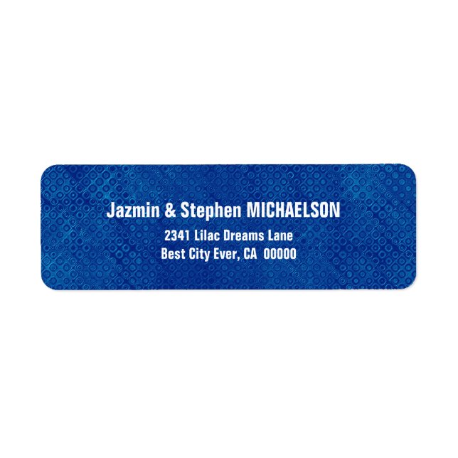 Blue and White Modern Op Art Dots Monogram S308 Label (Front)