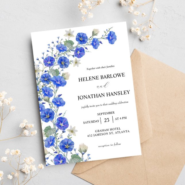 Blue And White Modern Rustic Elegant Wedding Invitation (Blue And White Modern Rustic Elegant Wedding Invitation)