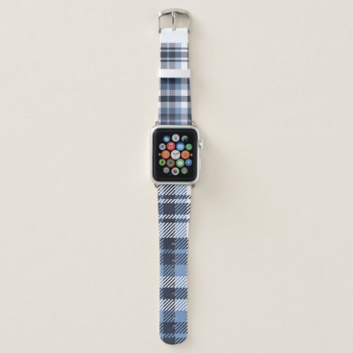 Blue and White modern tartan plaid Scottish seamle Apple Watch Band