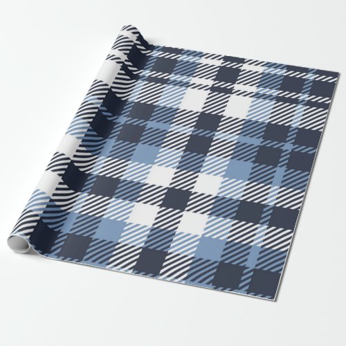 Blue and White modern tartan plaid Scottish seamle Wrapping Paper