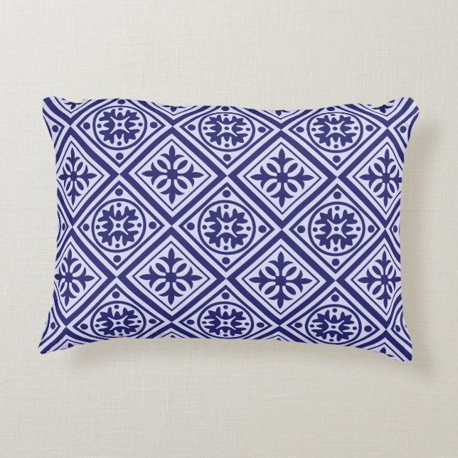 Blue And White Modern Throw Pillow (Back)