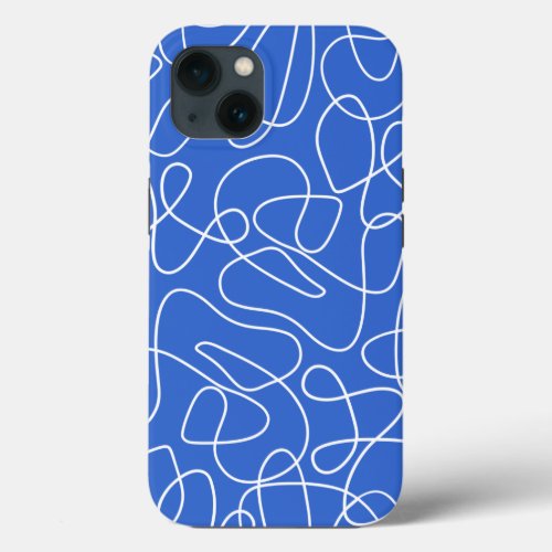 Blue And White Modern Wavy Lines Pattern iPhone 13 Case