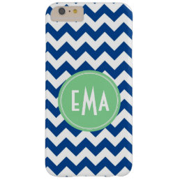 Blue And White Monogram Chevron Geometric Pattern Barely There iPhone 6 Plus Case