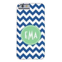 Blue And White Monogram Chevron Geometric Pattern Barely There iPhone 6 Case