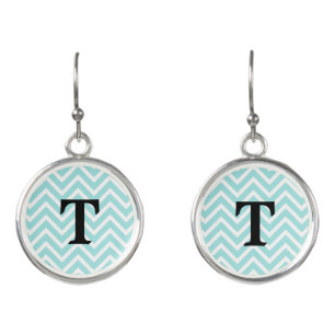 Blue and White Monogram Earrings