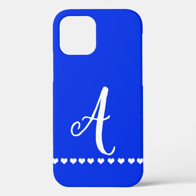 Blue and White Monogram Initial Case-Mate iPhone Case (Back)