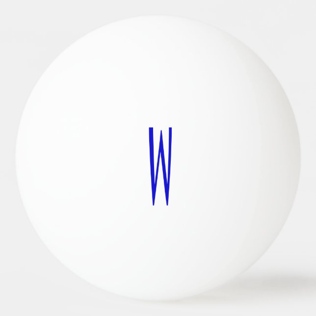Blue and White Monogram Initial Ping Pong Ping-Pong Ball (Front)