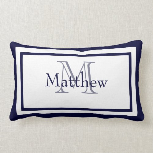 Blue and White Monogram Name Keepsake Pillow