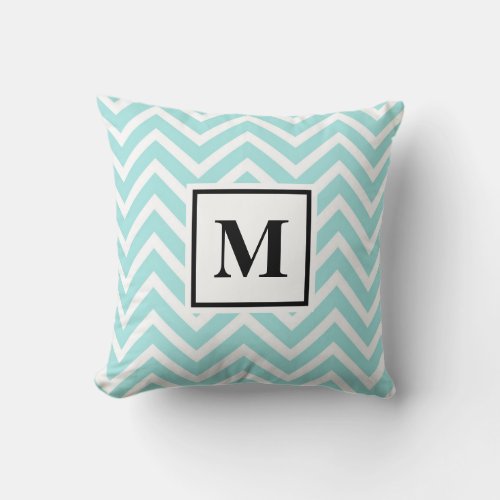 Blue and White Monogram Throw Pillow