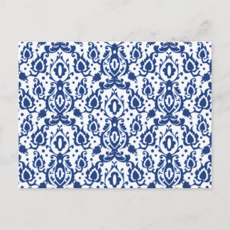 Blue and White Moroccan Casbah Damask Postcard