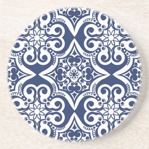 Blue and White Moroccan Pattern Drink Coaster