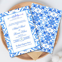 Blue and White Moroccan Pattern Islamic Wedding
