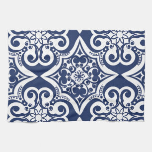 Blue and White Moroccan Pattern Kitchen Towel