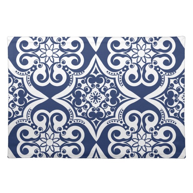 Blue and White Moroccan Pattern Placemat (Front)