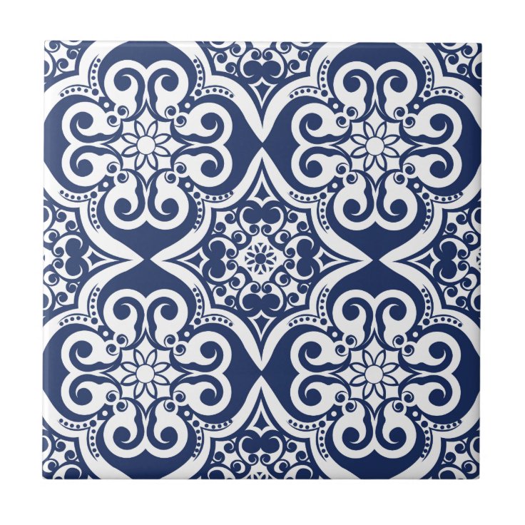 Blue and White Moroccan Pattern Tile | Zazzle