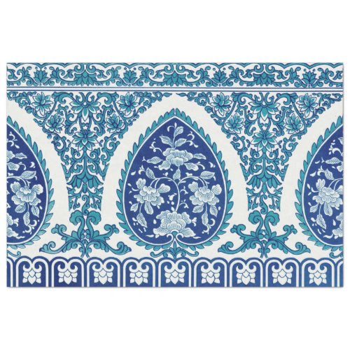 Blue and white moroccan style motif tissue paper