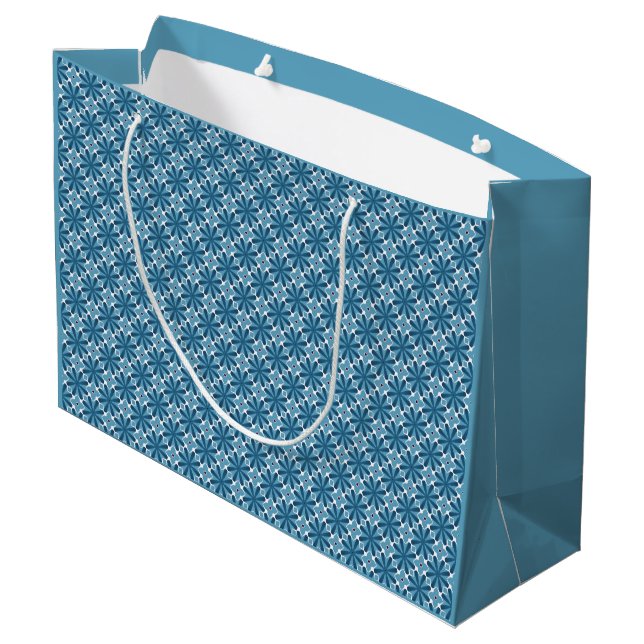 Blue and White Mosaic Large Gift Bag (Back Angled)