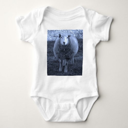 Blue and White  Mother sheep Baby Bodysuit